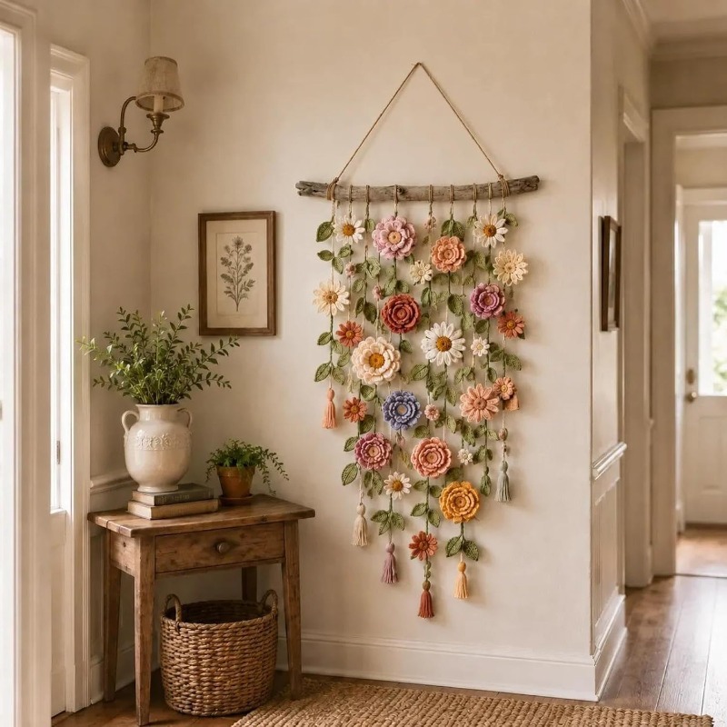 Linen Fabric Natural - New Boho Handmade Cotton Floral Crochet