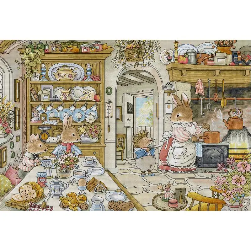 Rabbit's Kitchen Cartoon Anima - đánh giá và giá Embroidery Kitchen