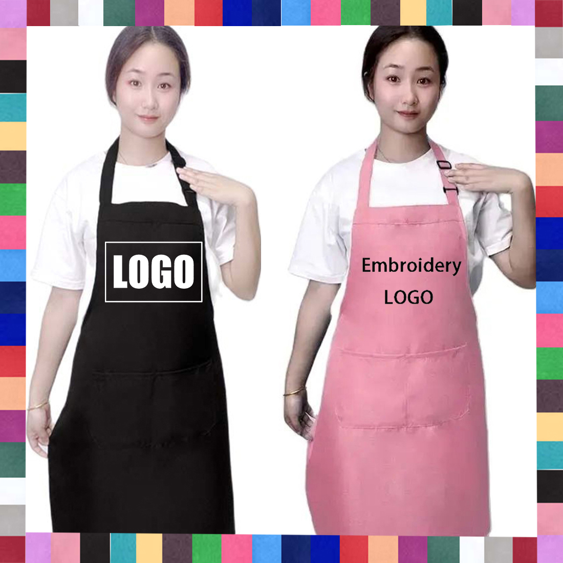 18 Colors Custom LOGO Aprons F - đánh giá và giá Embroidery Kitchen