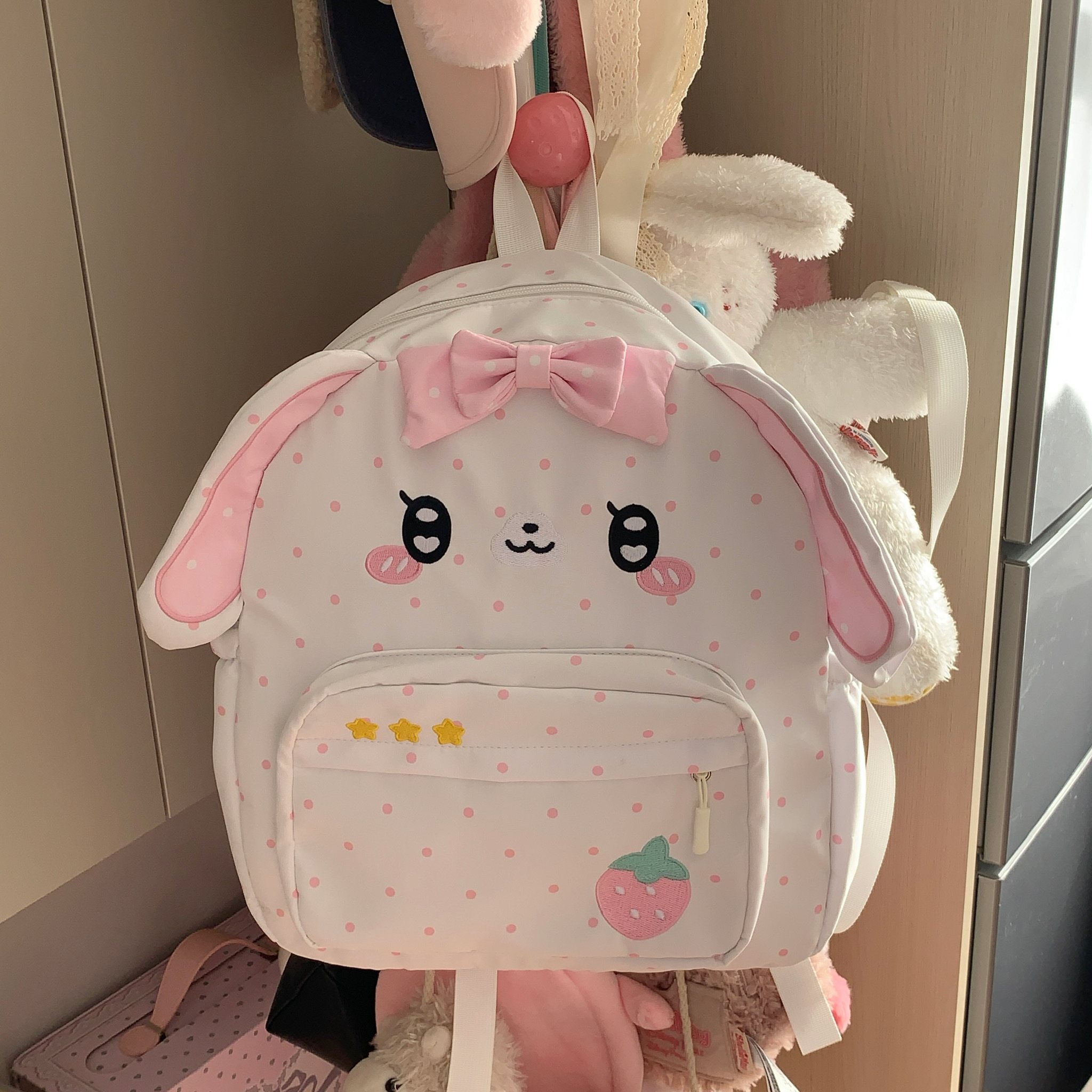 Girl Backpacks Cute Strawberry - đánh giá và giá Embroidery Rabbit